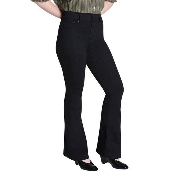 NWT SPANX Womens Flare Jeans Clean Black Size 3X Denim Pull On High Rise Plus - Picture 1 of 12